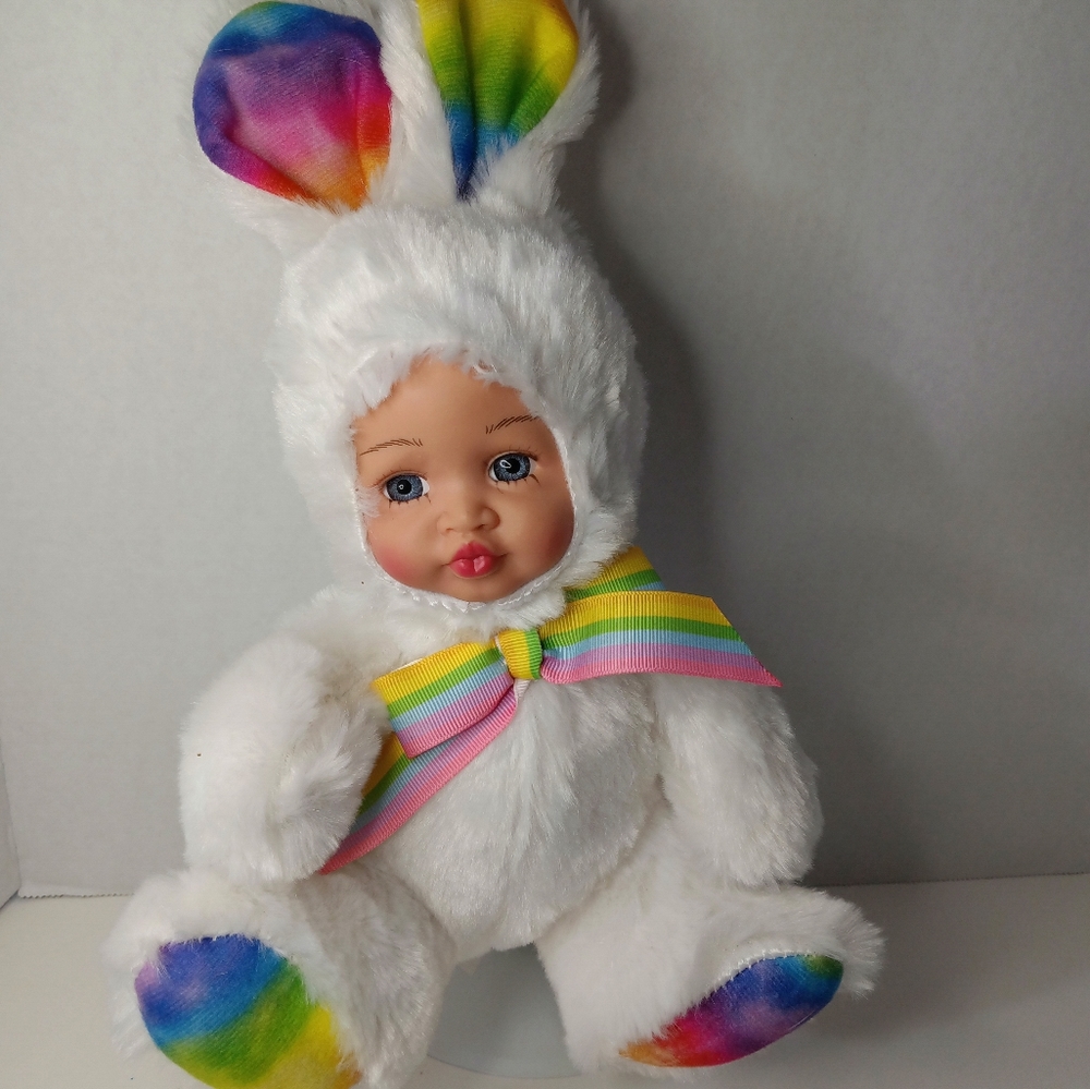 Megatoys Rainbow Baby Faced Easter Bunny Plush